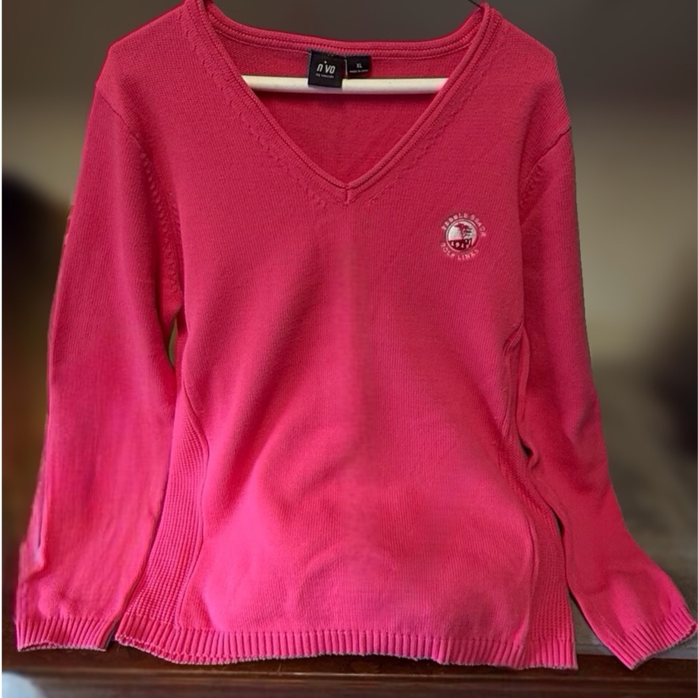 Vibrant Pink V-Neck Sweater